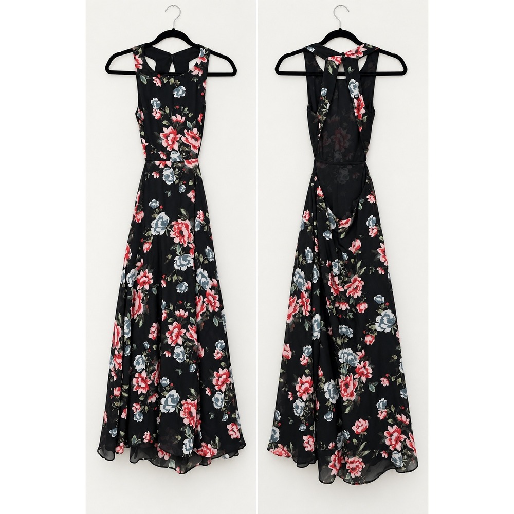Zara Woman Premium Denim Collection Floral Maxi Dress